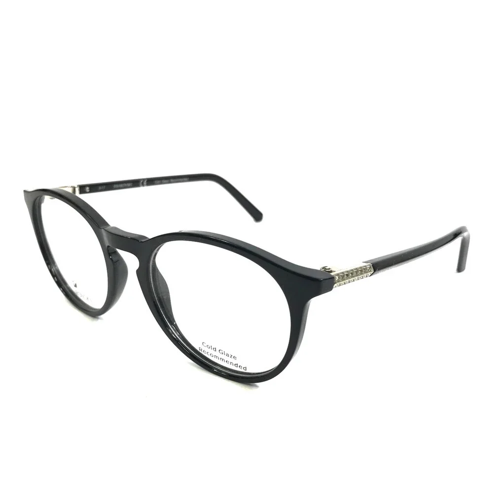 Swarovski Eyeglasses Frames SW5217 001 Black Silver Round Crystals 50-19-140